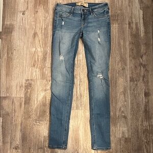 Hollister Women's Distressed Blue Super Skinny Jeans 1R 25W